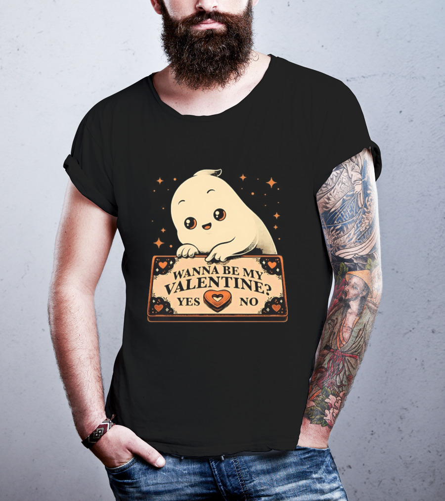 Ghost Ouija Wanna Be My Valentine Yes No Cute Valentine's Day Spirit T-Shirt