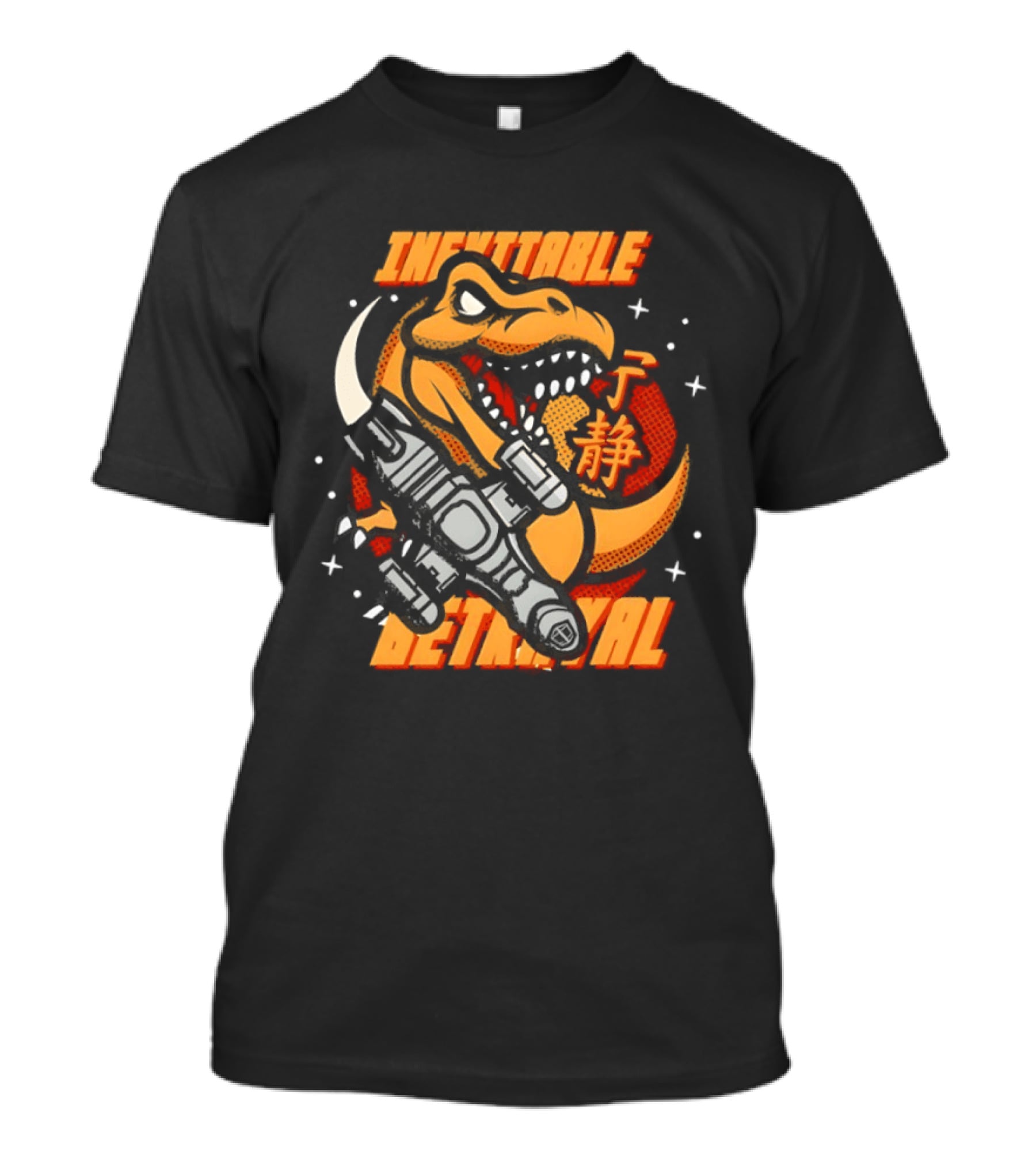 Inevitable Betrayal Dinosaur Retro Style With Robot T-Shirt