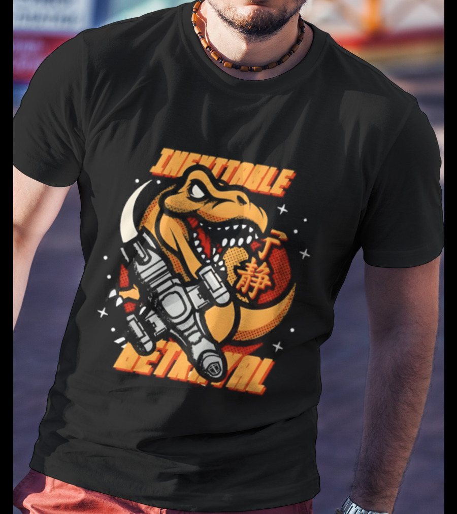Inevitable Betrayal Dinosaur Retro Style With Robot T-Shirt