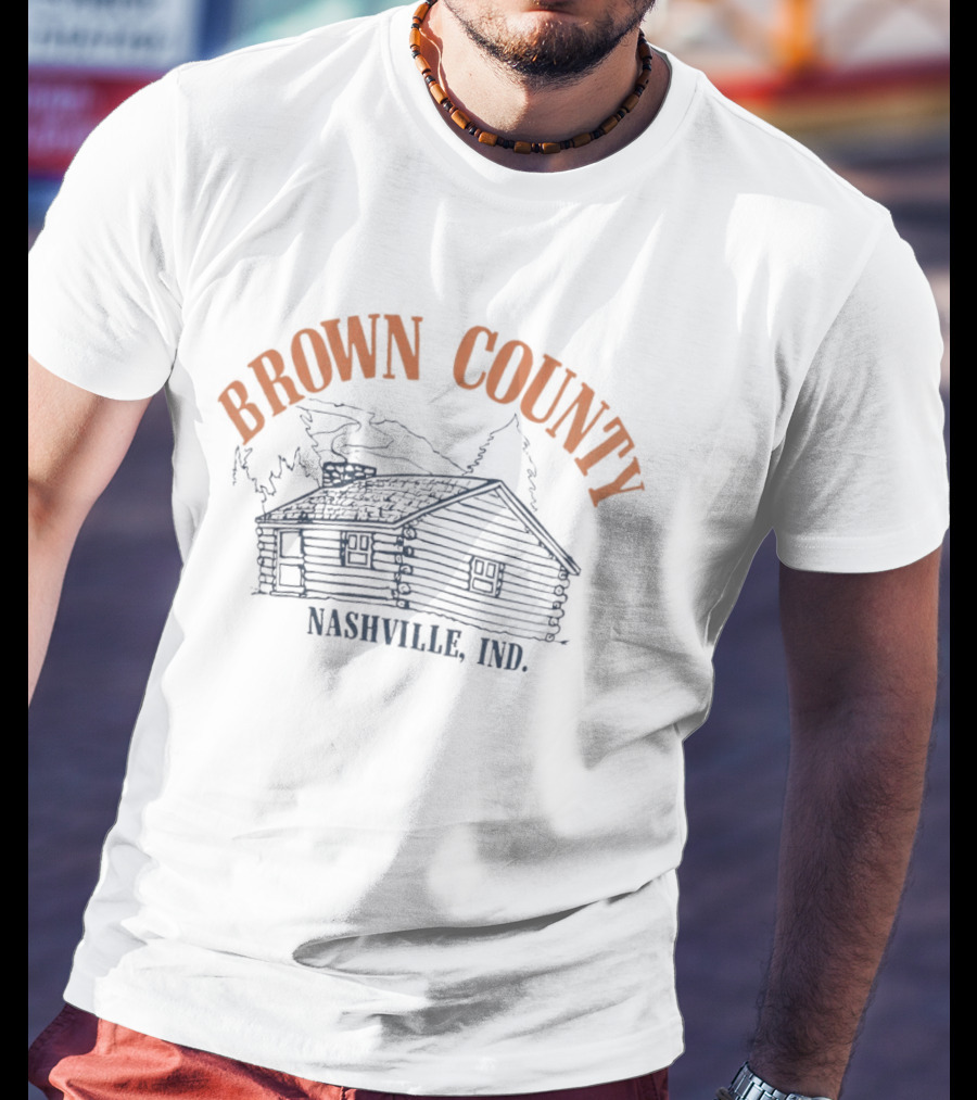 Brown County Nashville Ind Log Cabin Scene T-Shirt