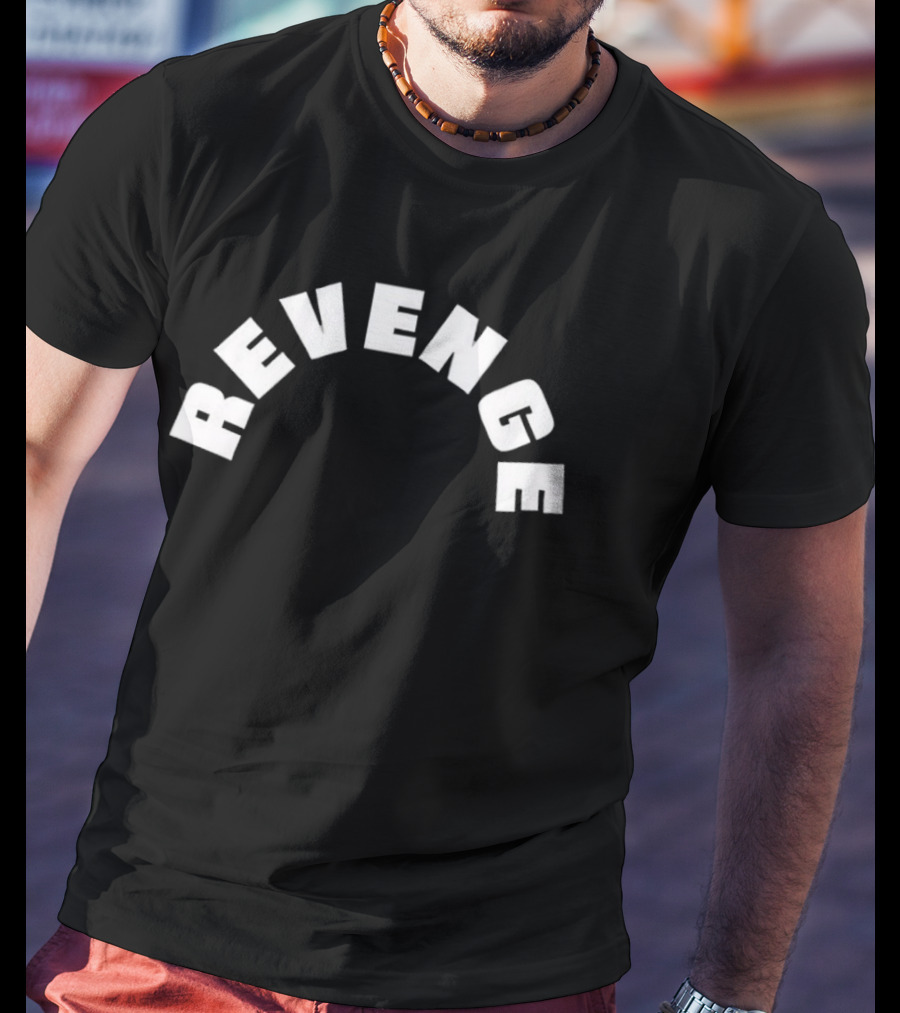 Revenge White Arched Bold Lettering T-Shirt