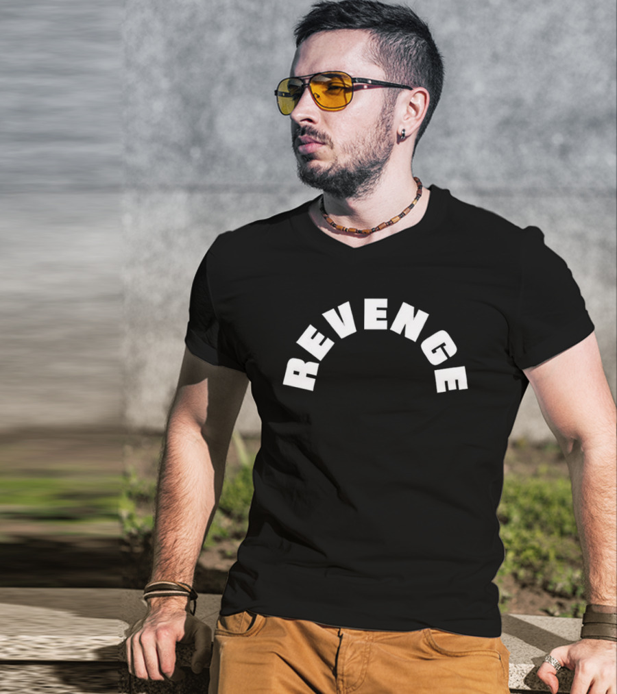 Revenge White Arched Bold Lettering T-Shirt