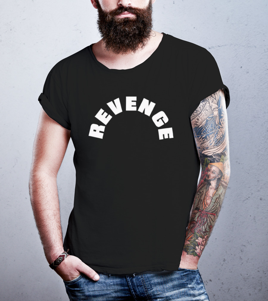 Revenge White Arched Bold Lettering T-Shirt