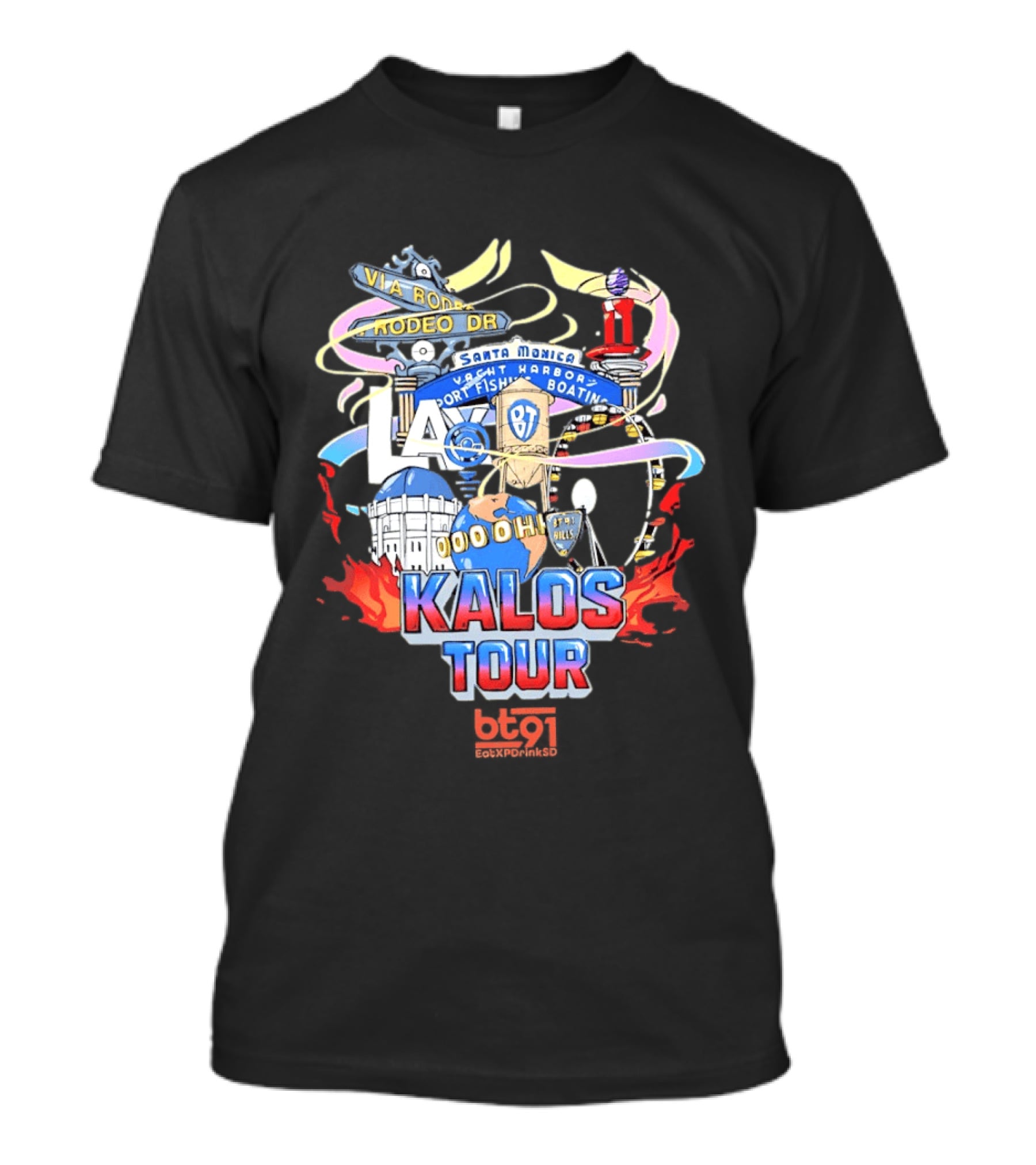 LA Kalos Tour Rodeo Drive Santa Monica Yacht Harbor 87 Vintage 90s 00ohh T-Shirt