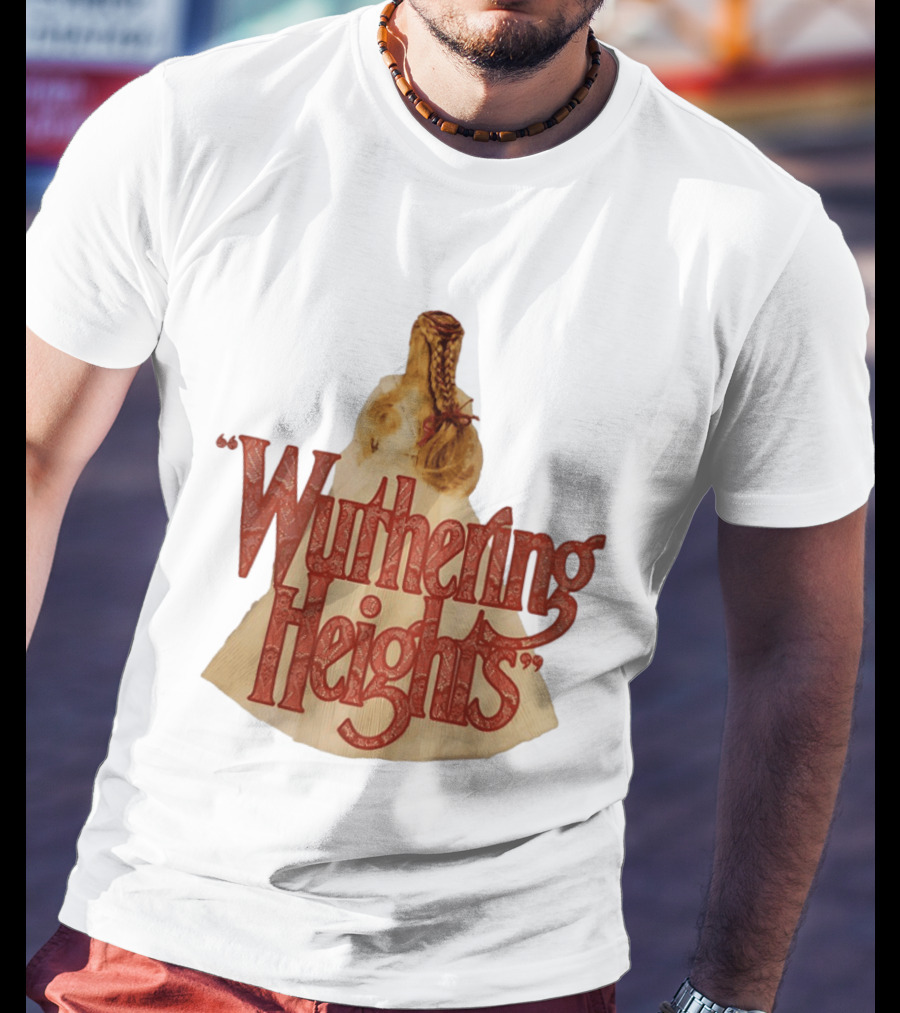 Wuthering Heights Red Text Victorian Woman Braided Hair T-Shirt