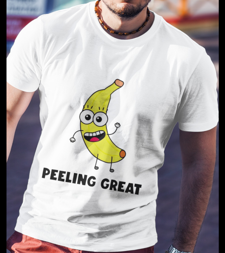 Peeling Great Banana Cartoon Character Fun Expression T-Shirt