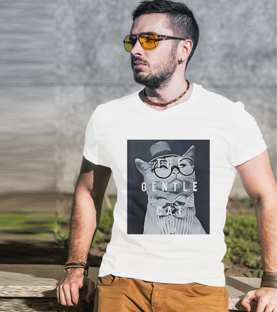 The Gentle Cat With Glasses And Top Hat T-Shirt