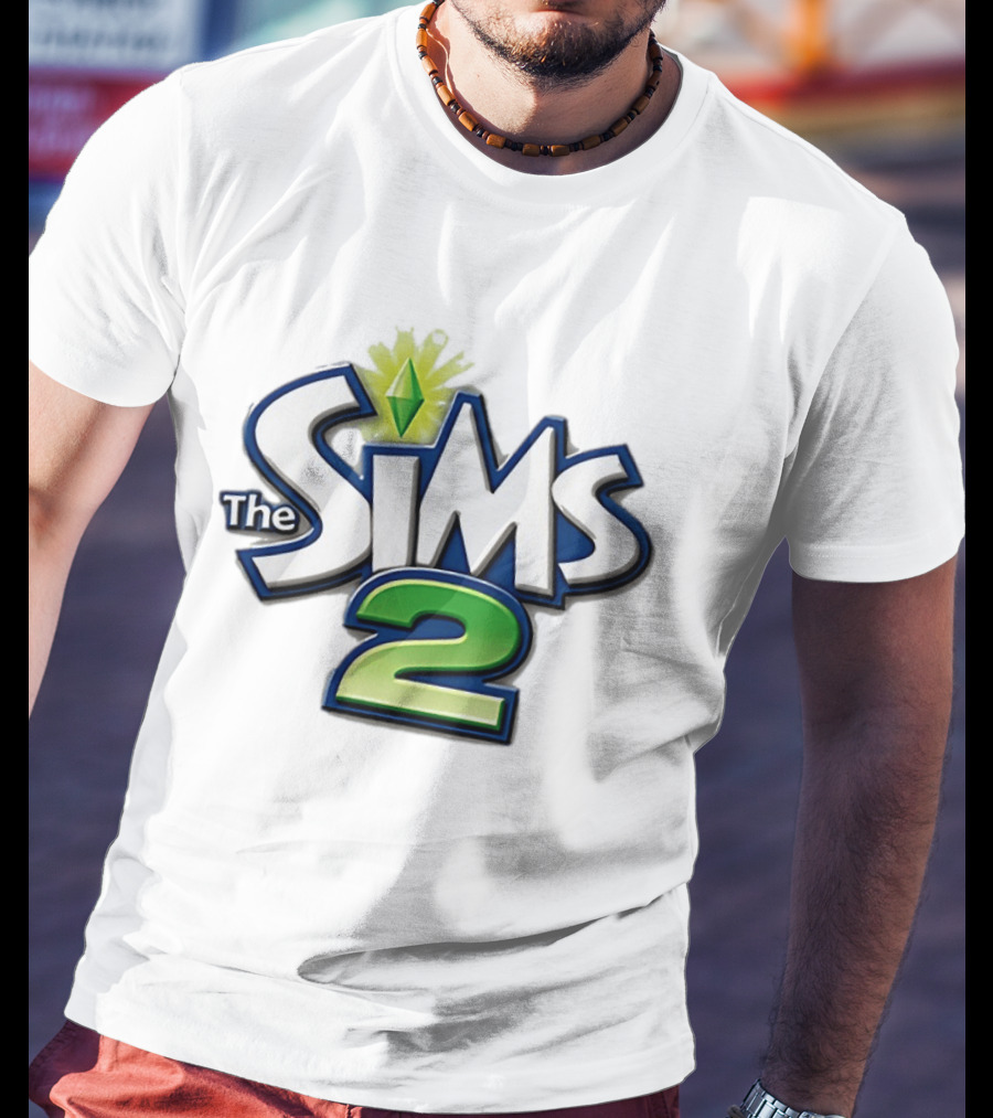 The Sims 2 Iconic Green Plumbob Logo With Classic Blue And Green T-Shirt