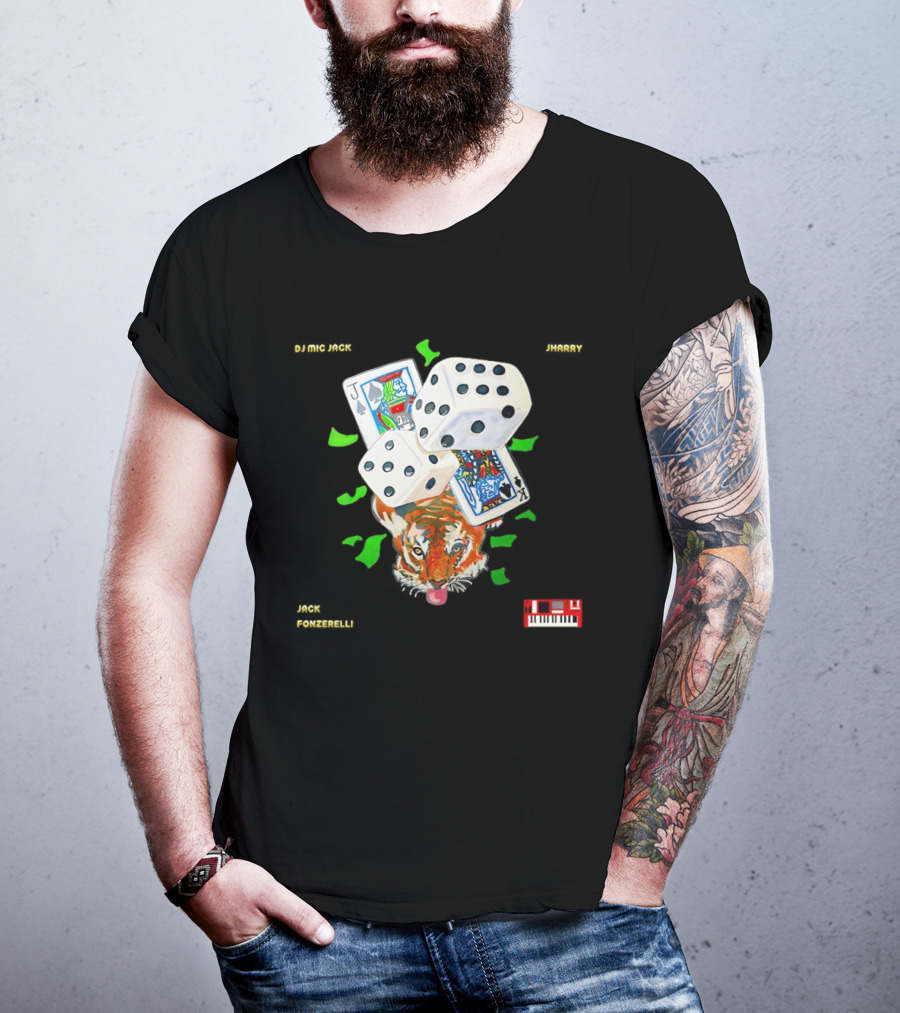Jack Fonzerelli Volume One DJ Mic Jack JHarry Dice Cards Tiger Keyboard T-Shirt