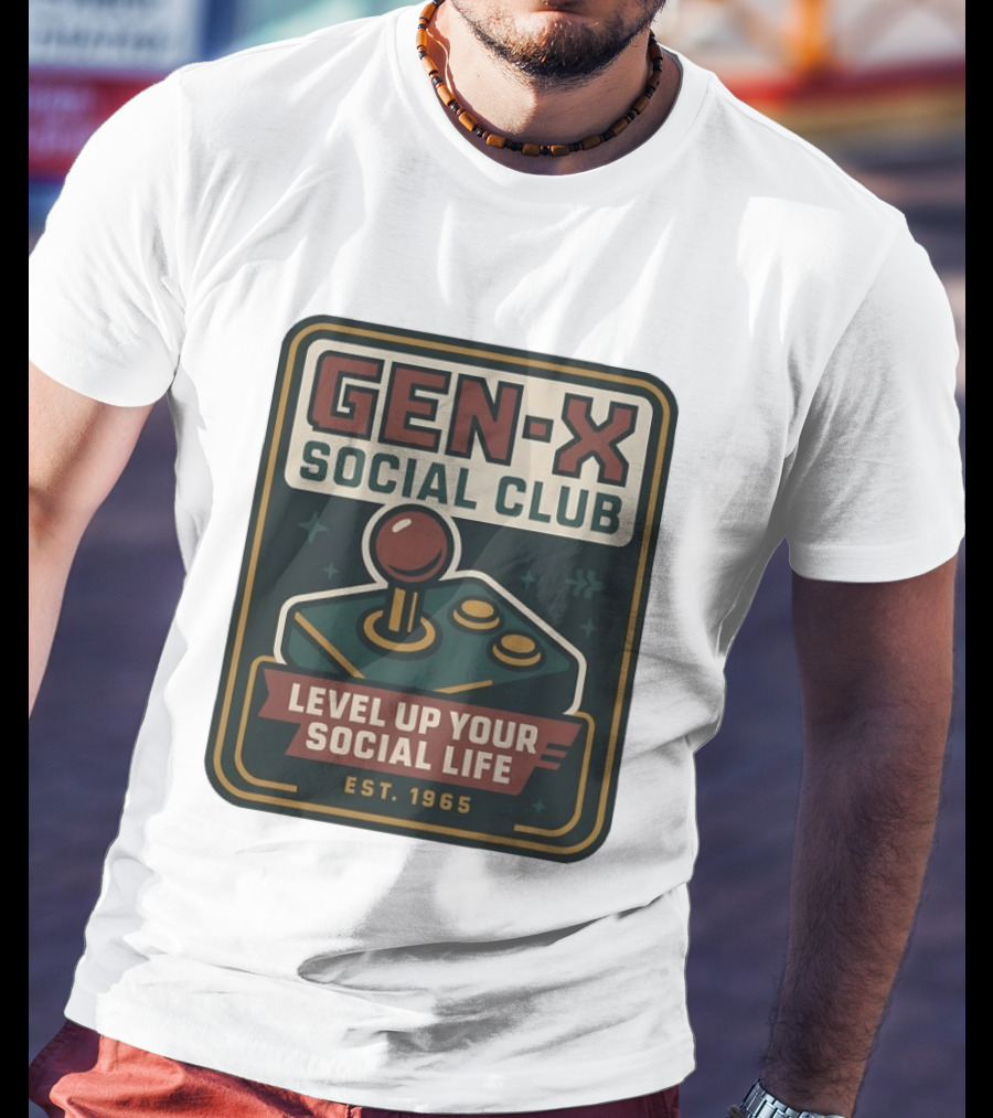 Gen X Social Club Level Up Your Social Life Est 1965 Retro Joystick T-Shirt
