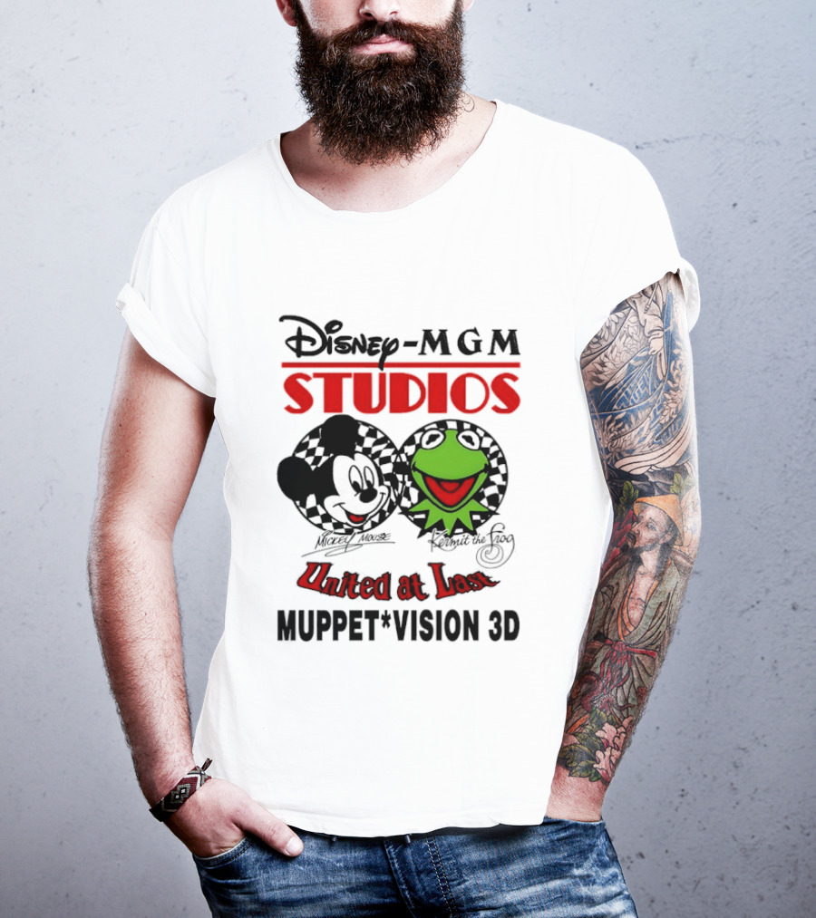 Disney MGM Studios United At Last Mickey Mouse Kermit The Frog Muppet Vision 3D T-Shirt