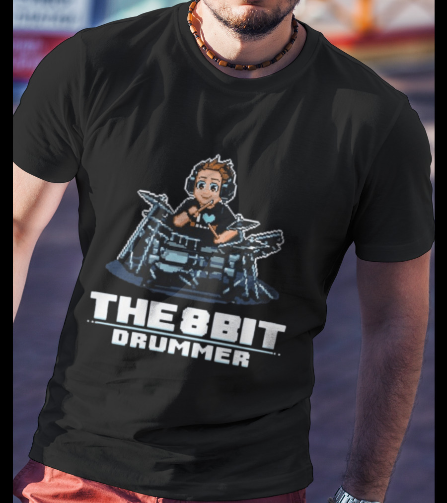 The8BitDrummer Pixel Art Music 16Bit Gamer T-Shirt