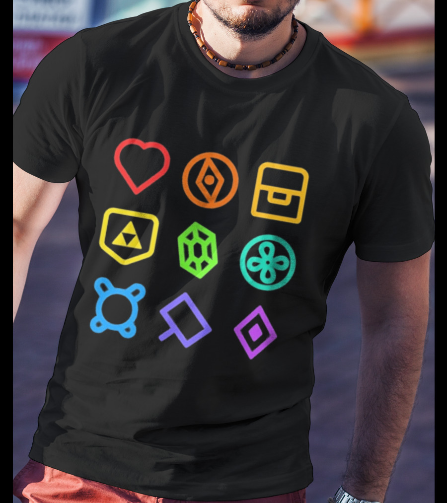Zeldathon Triforce Heart Compass Chest Neon T-Shirt