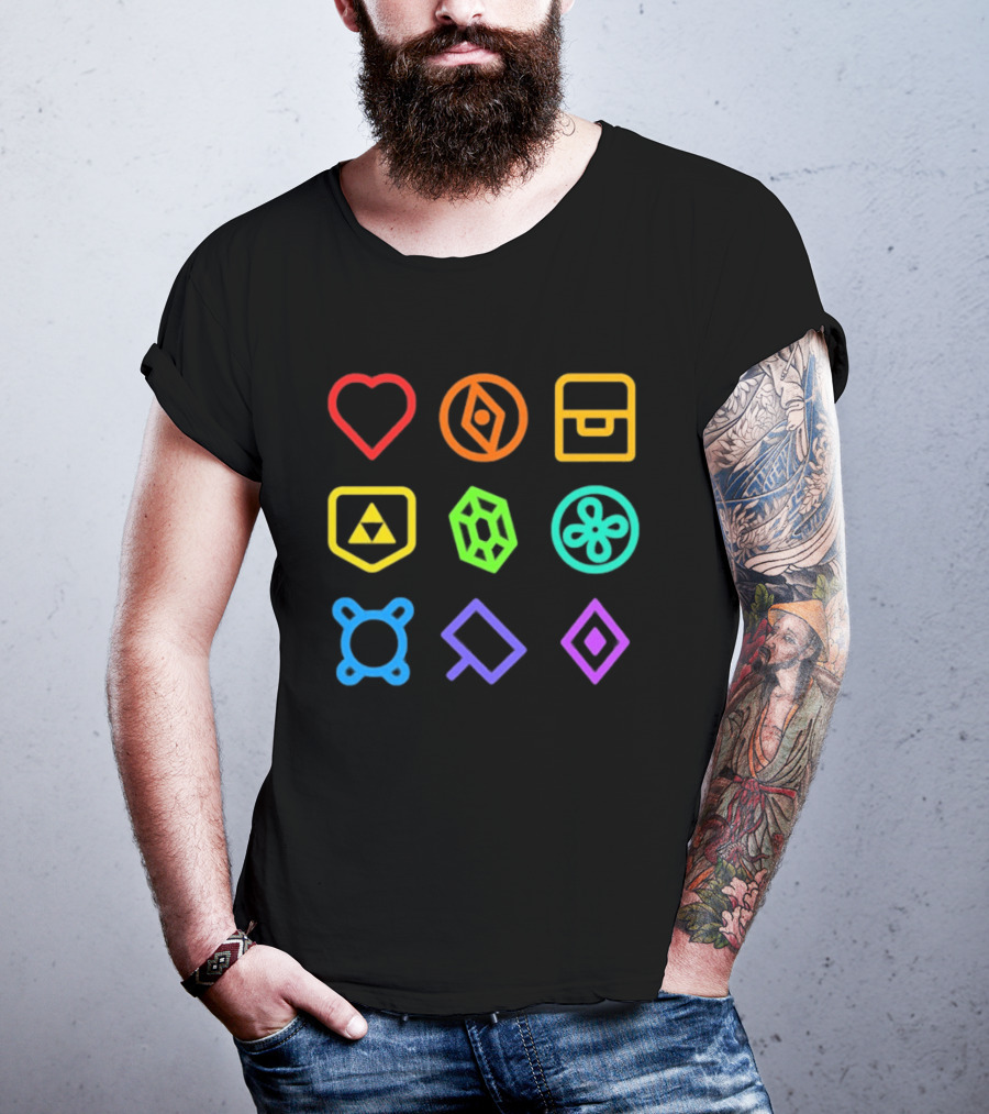 Zeldathon Triforce Heart Compass Chest Neon T-Shirt