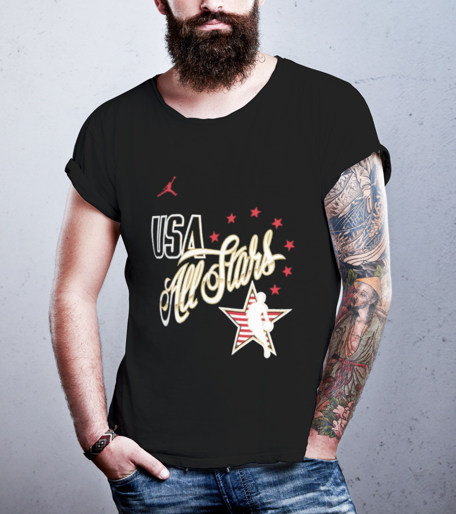 USA All Stars Basketball Team Icon With Red Star T-Shirt