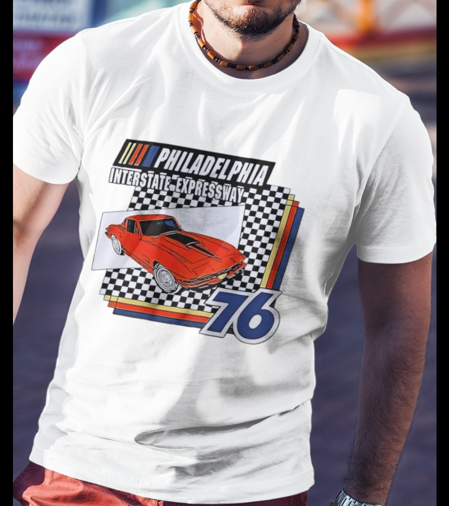 Philadelphia Interstate Expressway 76 Red Sports Car Racing T-Shirt