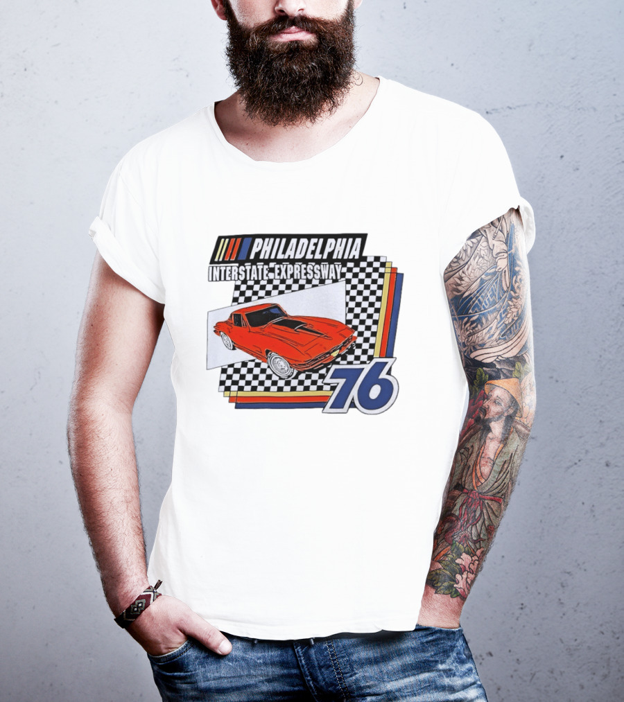 Philadelphia Interstate Expressway 76 Red Sports Car Racing T-Shirt