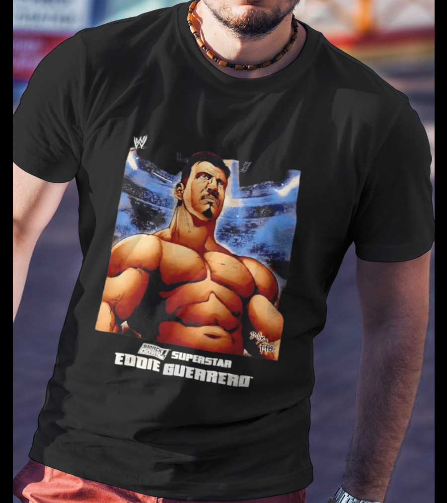 Eddie Guerrero WWE Superstar Bold Cartoon Illustration By Artist Billy Martinez T-Shirt