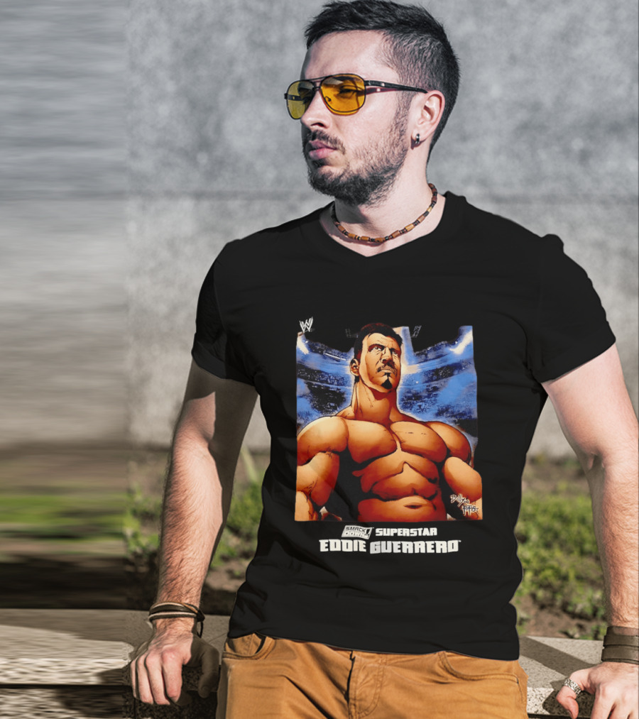 Eddie Guerrero WWE Superstar Bold Cartoon Illustration By Artist Billy Martinez T-Shirt