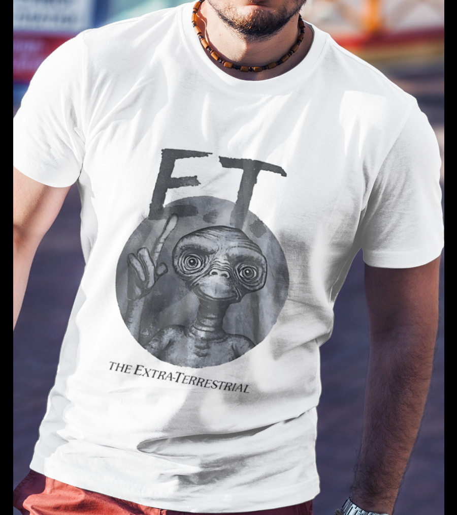 ET The Extra Terrestrial Iconic Finger Pose Black And White T-Shirt