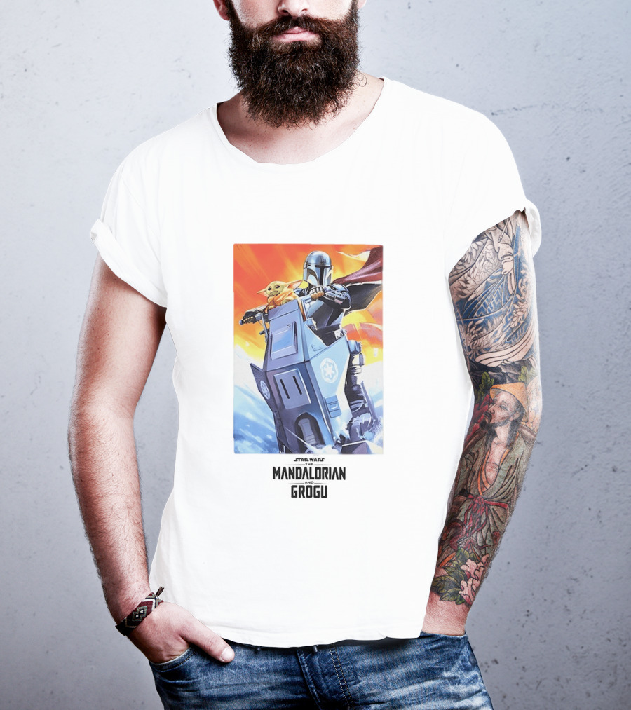 Star Wars The Mandalorian Grogu Riding Speeder Bike Adventure T-Shirt