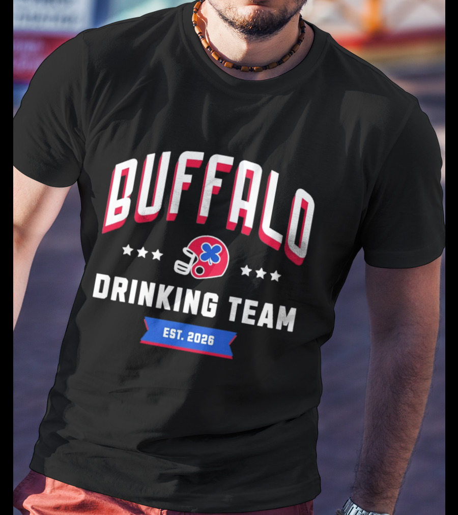 Buffalo Drinking Team St. Patrick's Day Est. 2026 Helmet Clover Stars T-Shirt