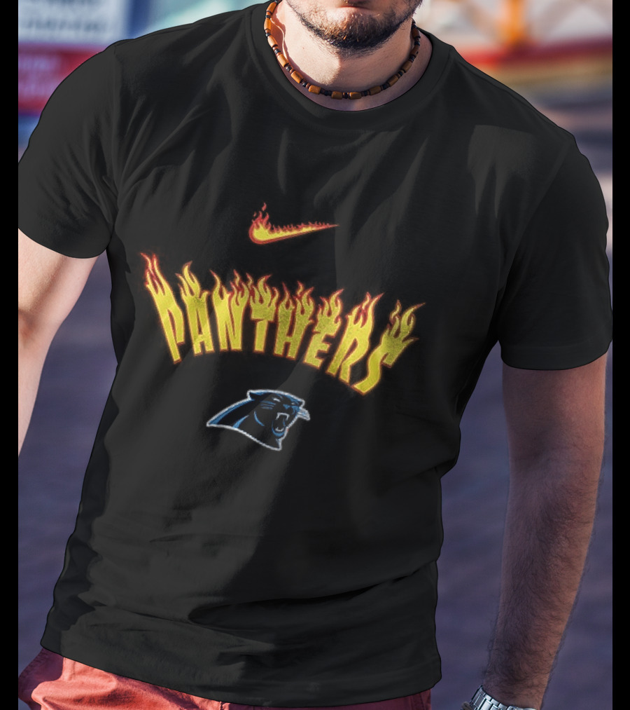 Carolina Panthers Firewave Flames Nike T-Shirt