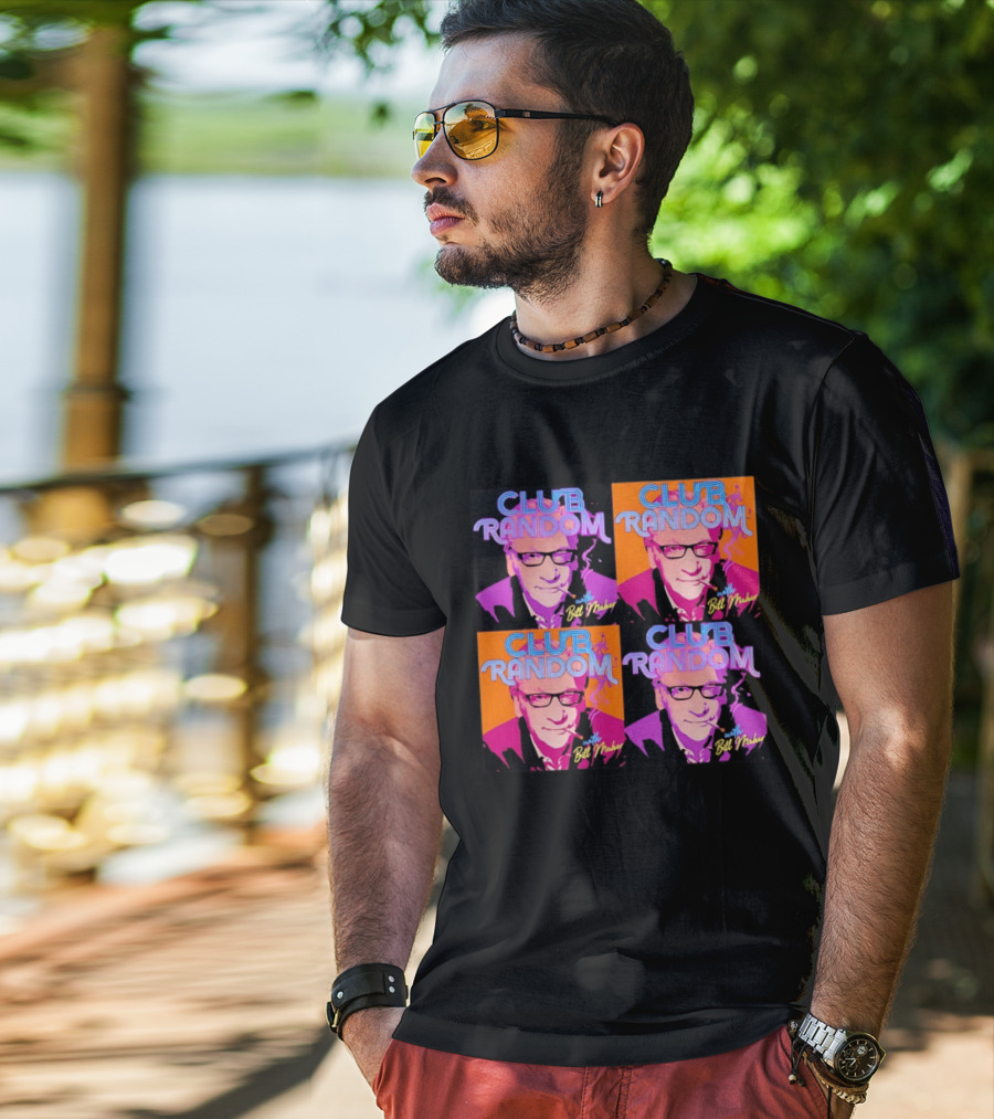 CLUB RANDOM With Bill Maher Pop Art Style Quad Image T-Shirt
