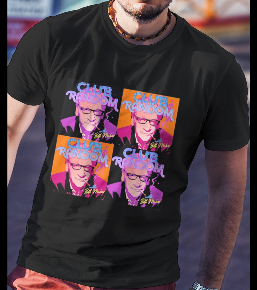CLUB RANDOM With Bill Maher Pop Art Style Quad Image T-Shirt