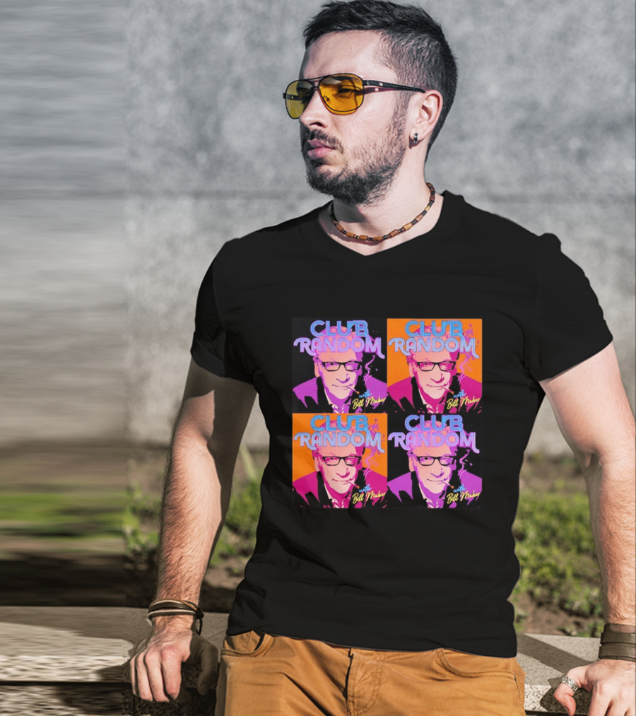 CLUB RANDOM With Bill Maher Pop Art Style Quad Image T-Shirt