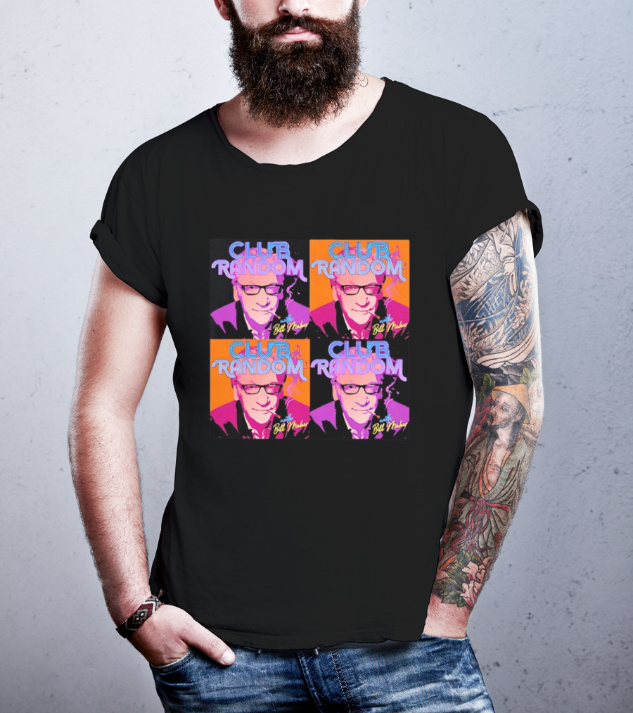 CLUB RANDOM With Bill Maher Pop Art Style Quad Image T-Shirt