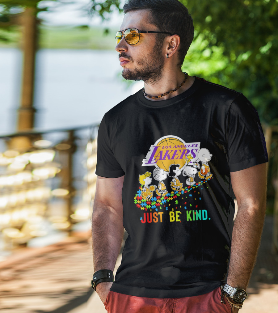 Los Angeles Lakers Peanuts Snoopy Friends Abbey Road Just Be Kind T-Shirt
