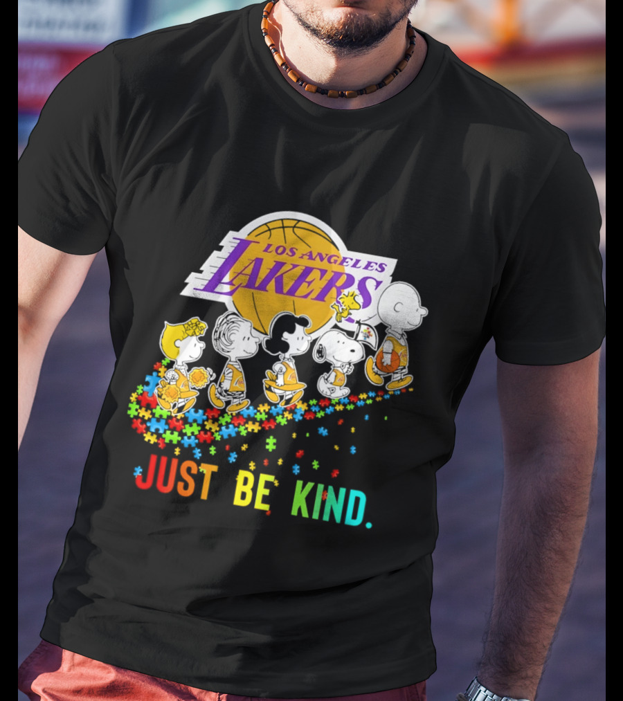Los Angeles Lakers Peanuts Snoopy Friends Abbey Road Just Be Kind T-Shirt