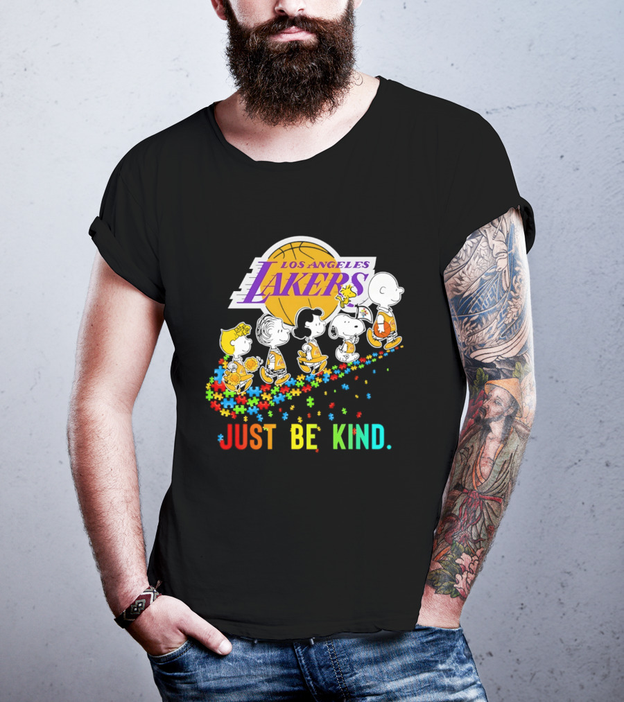 Los Angeles Lakers Peanuts Snoopy Friends Abbey Road Just Be Kind T-Shirt