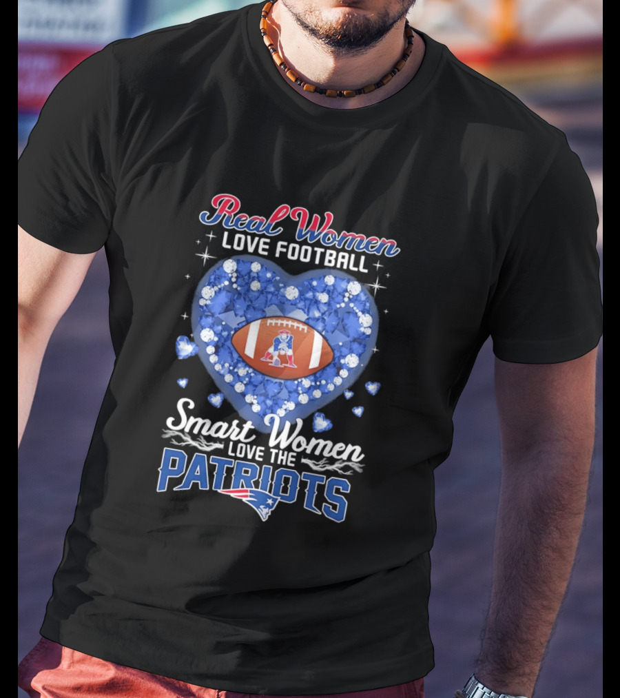 Real Women Love Football Smart Women Love The Patriots Glitter Hearts Champion T-Shirt