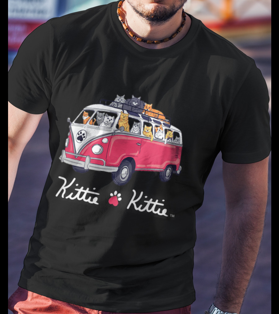Rescue Bus Kittie Kittie Cat Van Adventure T-Shirt