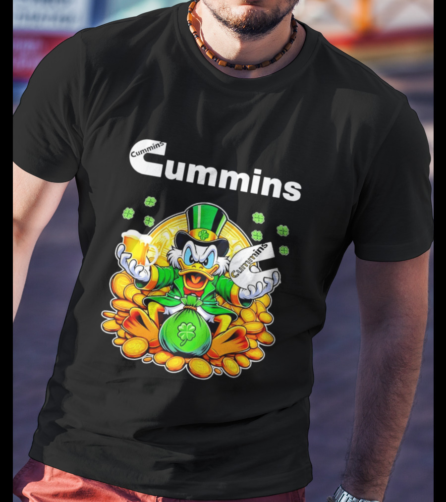 Cummins Scrooge McDuck St Patricks Day Coins And Beer Celebration T-Shirt