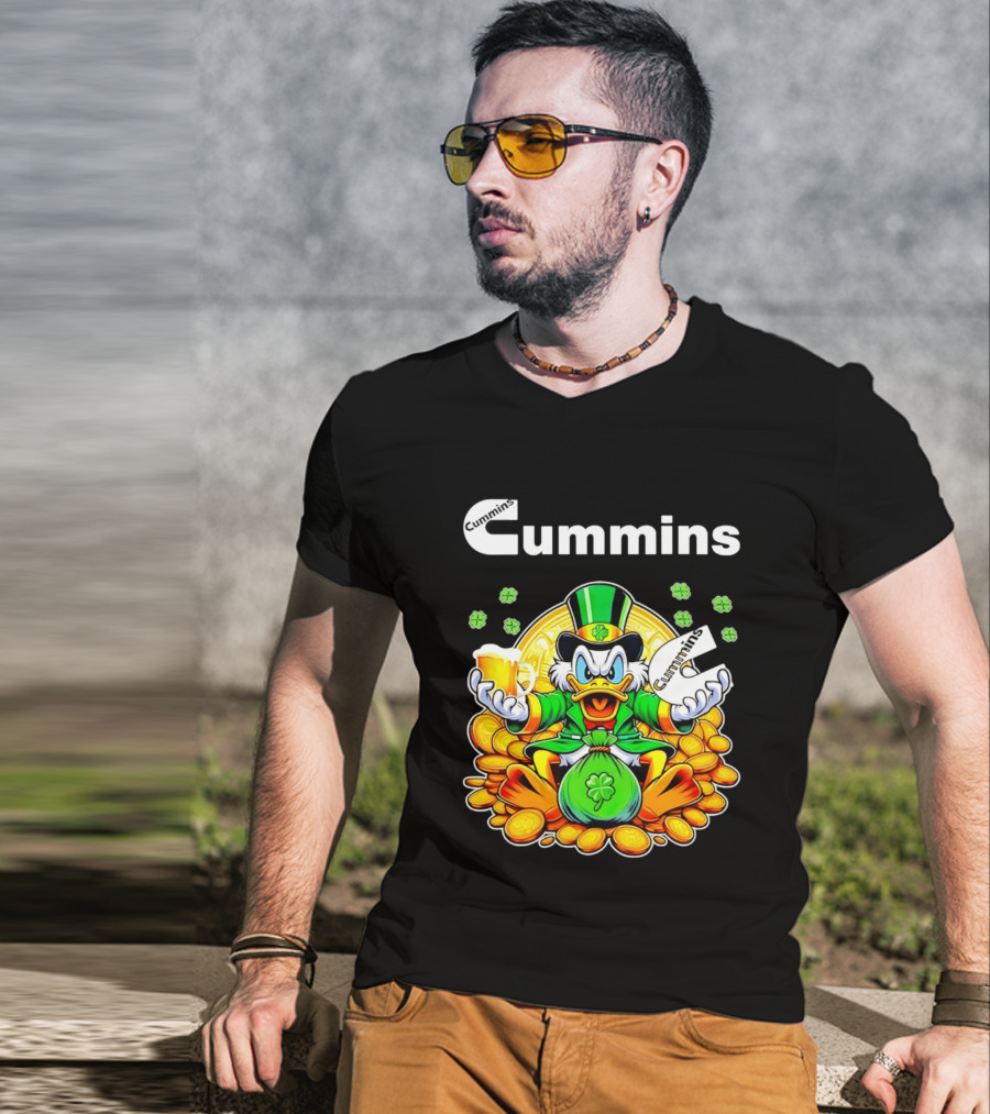 Cummins Scrooge McDuck St Patricks Day Coins And Beer Celebration T-Shirt