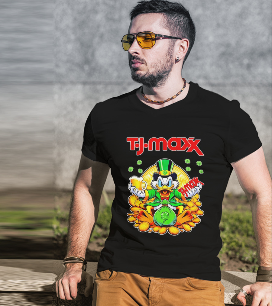 TJ Maxx Scrooge McDuck St Patricks Day Coins Beer T-Shirt