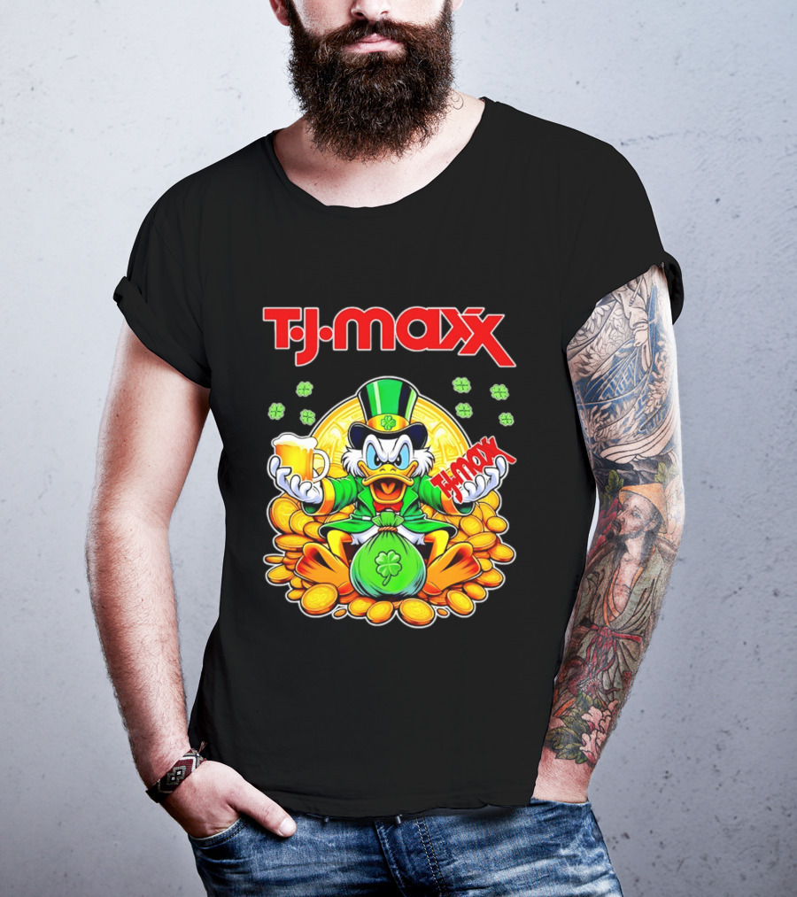 TJ Maxx Scrooge McDuck St Patricks Day Coins Beer T-Shirt