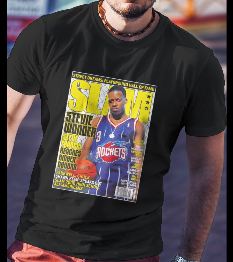 SLAM Stevie Wonder Steve Francis Reaches Higher Ground Rockets Basketball T-Shirt