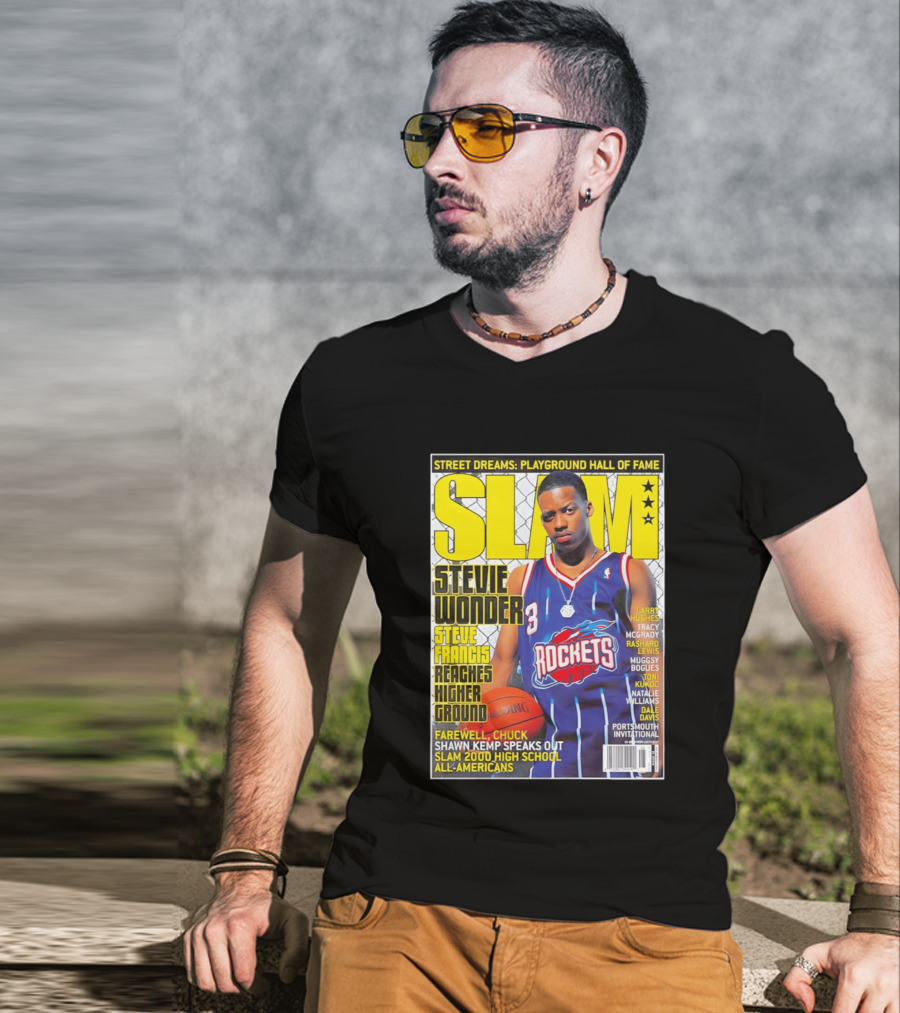 SLAM Stevie Wonder Steve Francis Reaches Higher Ground Rockets Basketball T-Shirt