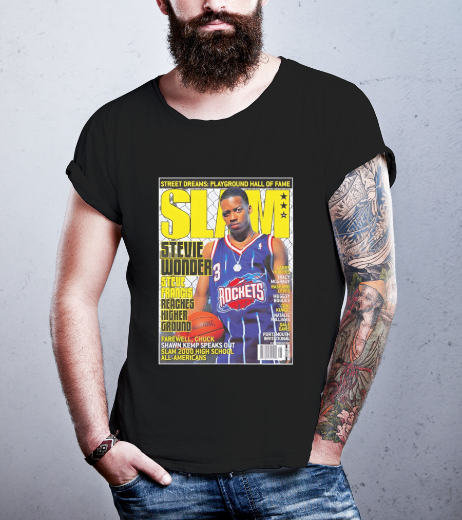 SLAM Stevie Wonder Steve Francis Reaches Higher Ground Rockets Basketball T-Shirt