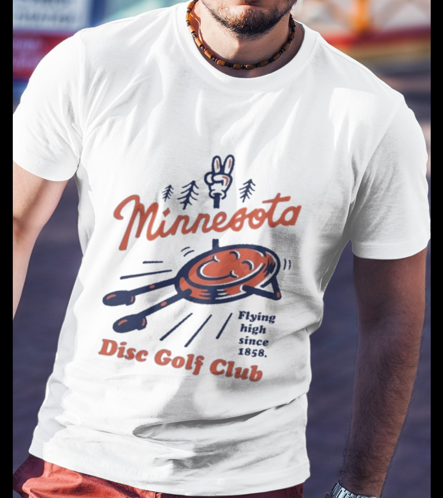 Minnesota Disc Golf Club Flying High Since 1858 Happy Disc And Peace Sign Forest T-Shirt
