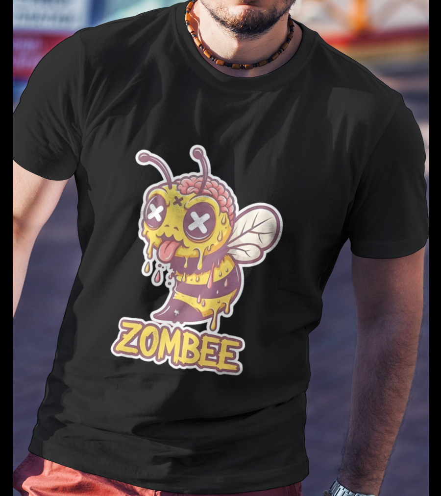 Zombee Dripping Brain Honey Zombie Insect Pun T-Shirt