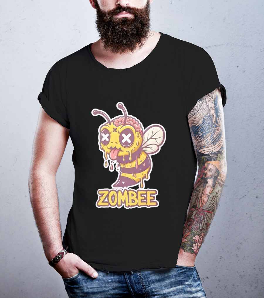 Zombee Dripping Brain Honey Zombie Insect Pun T-Shirt