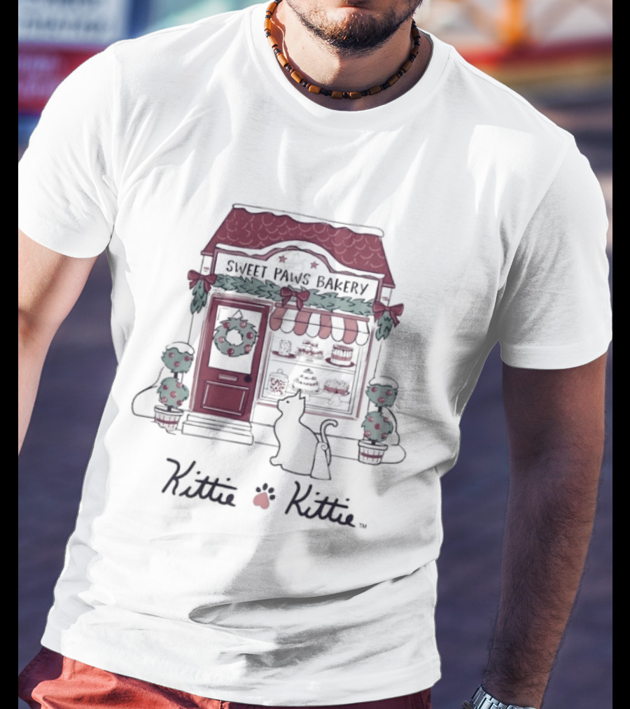 Sweet Paws Bakery Festive Holiday Kittie Kittie Christmas T-Shirt