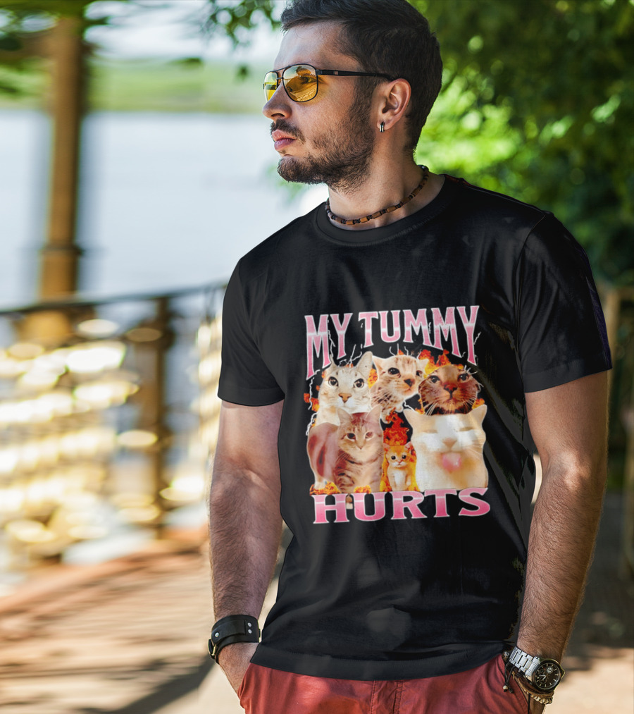 My Tummy Hurts Funny Cat Compilation T-Shirt