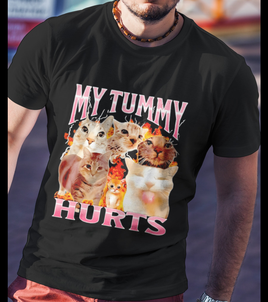My Tummy Hurts Funny Cat Compilation T-Shirt