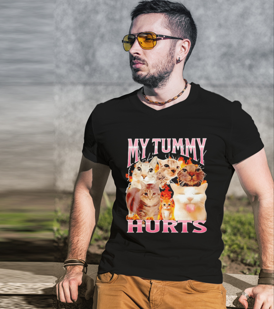 My Tummy Hurts Funny Cat Compilation T-Shirt